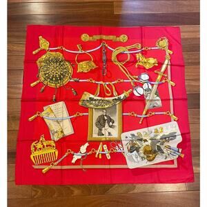 Beautiful Memoire D Hermes Red Silk Scarf
